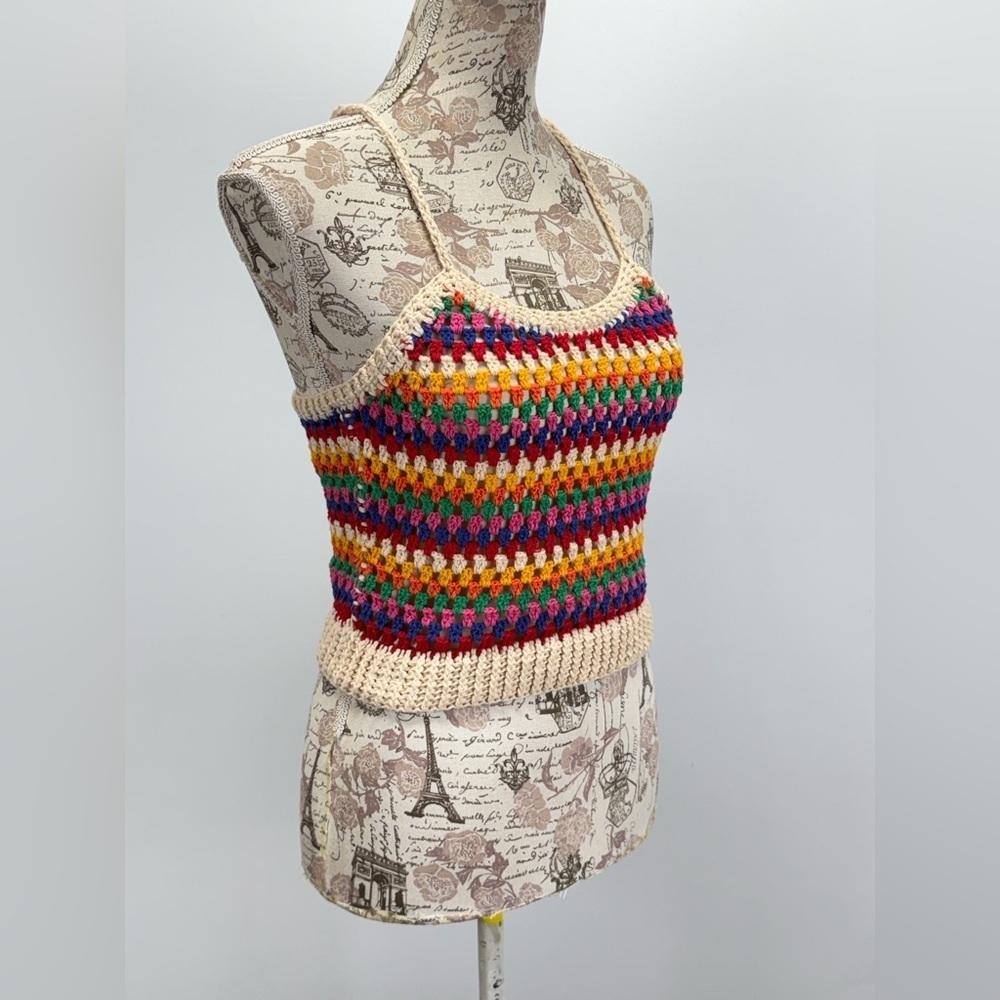 A FATHER'S LOVE Multicolor Crochet Halter Top size S - Picture 7 of 13